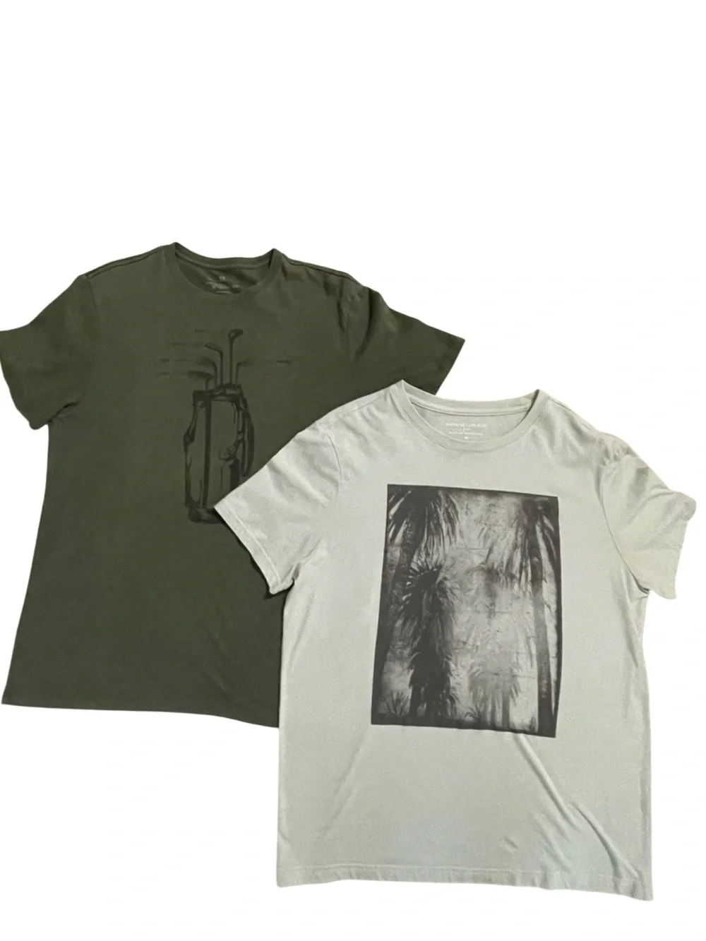 Banana Republic Men M Lot 2 Graphic Tees Golf Palm Tree Casual Athleisure